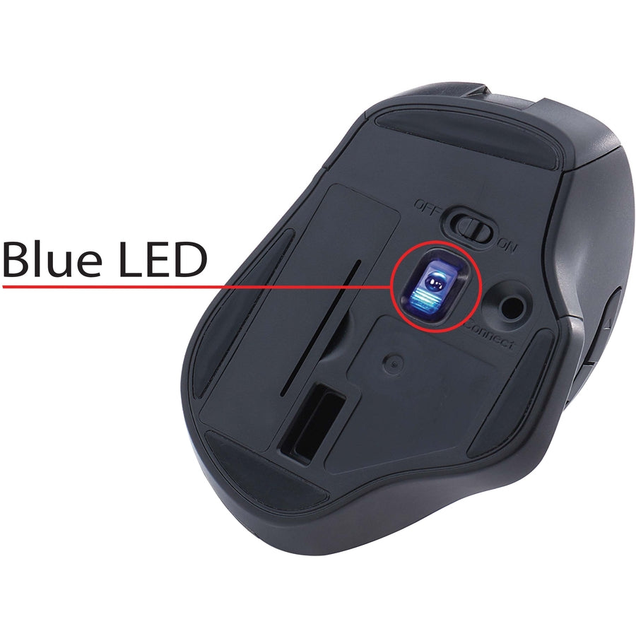 Verbatim Silent Ergonomic Wireless Blue LED Mouse - Graphite - Blue LED/Optical - Wireless - Radio Frequency - 2.40 GHz - Graphite - 1 Pack - USB - 1600 dpi - 6 Button(s)
