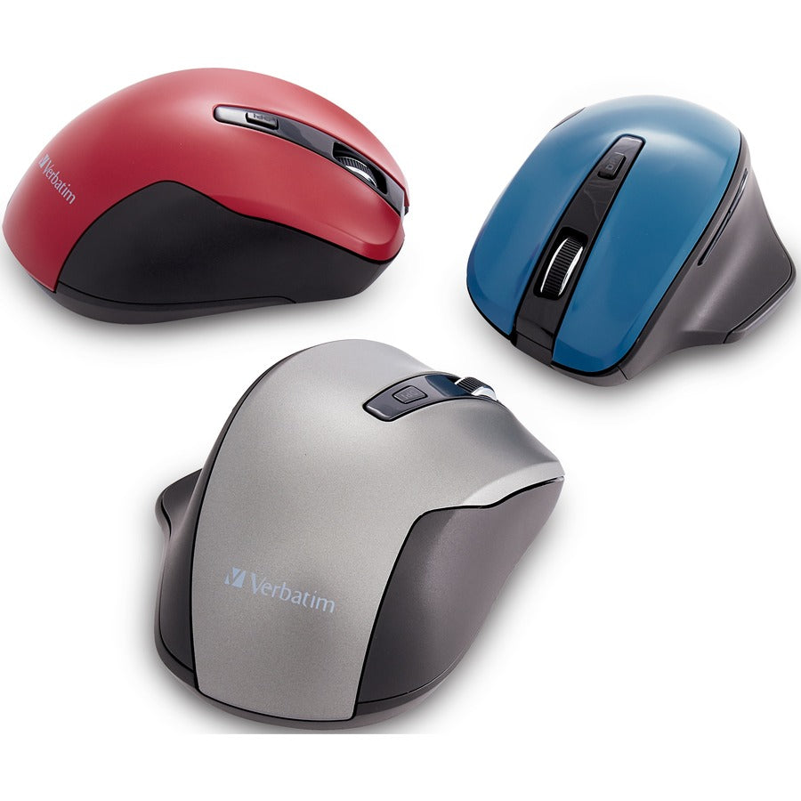 Verbatim Silent Ergonomic Wireless Blue LED Mouse - Dark Teal - Blue LED/Optical - Wireless - Radio Frequency - 2.40 GHz - Dark Teal - 1 Pack - USB - 1600 dpi - 6 Button(s)