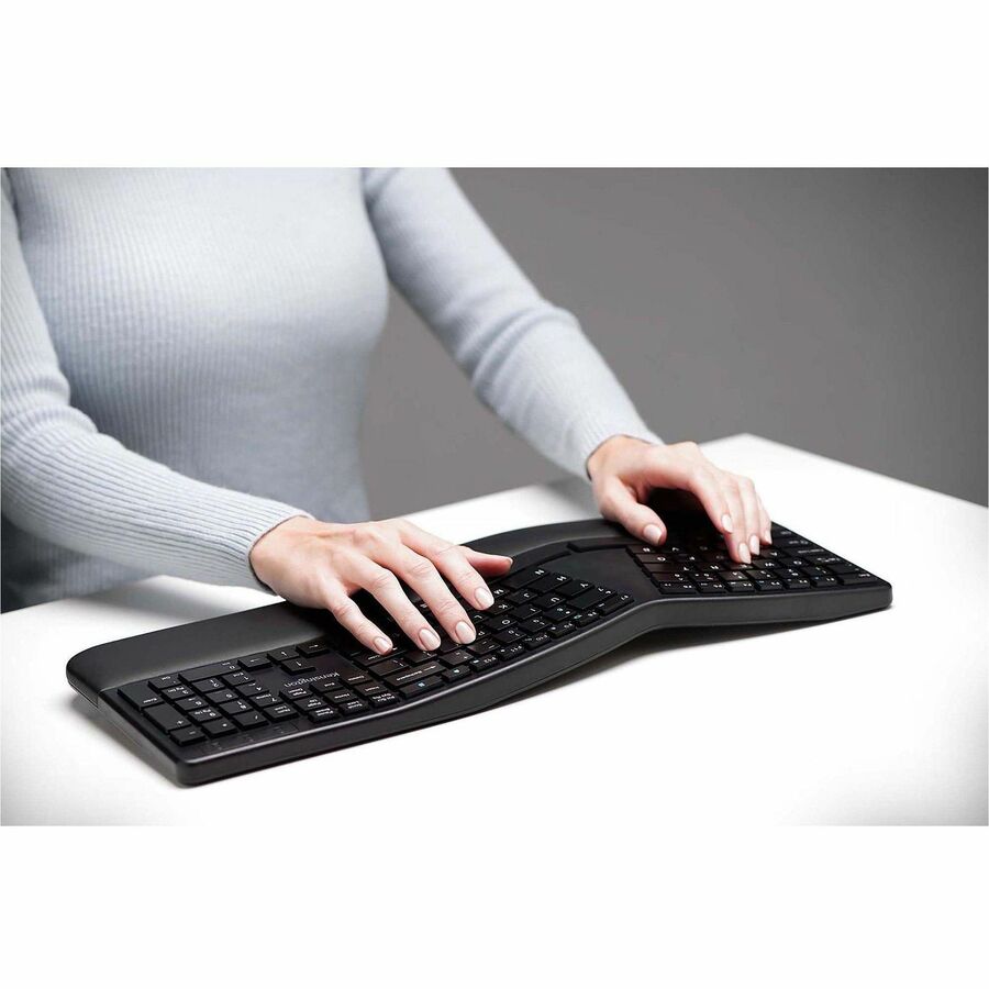 Kensington Pro Fit Ergo Wireless Keyboard/Mouse - Wireless Bluetooth/RF - Wireless Bluetooth/RF - 5 Button - Compatible with Computer - 1 Pack