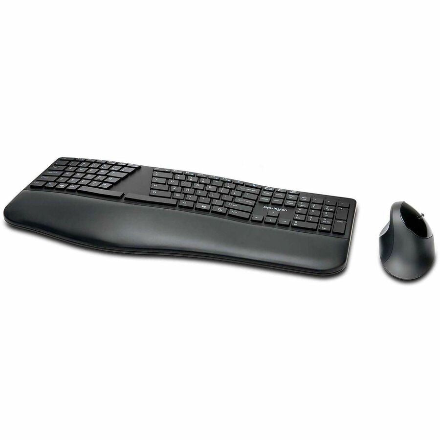 Kensington Pro Fit Ergo Wireless Keyboard/Mouse - Wireless Bluetooth/RF - Wireless Bluetooth/RF - 5 Button - Compatible with Computer - 1 Pack