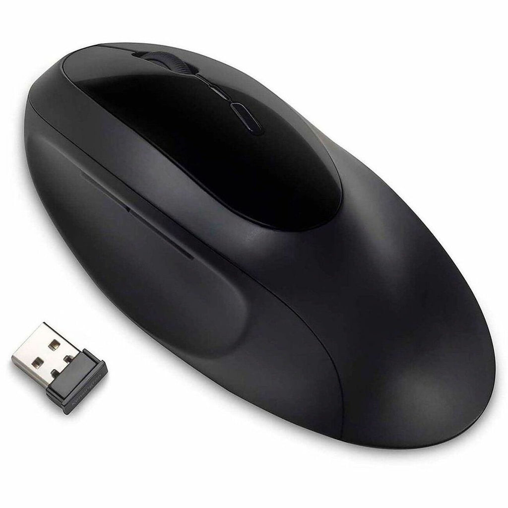 Kensington Pro Fit Ergo Wireless Mouse - Wireless - Bluetooth/Radio Frequency - 2.40 GHz - Black - 1 Pack - USB - 1600 dpi - 5 Button(s)