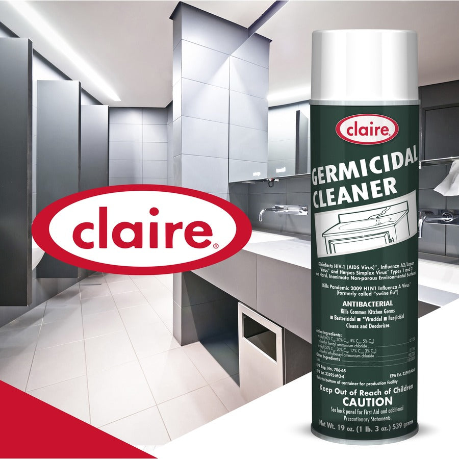 Claire Foaming Germicidal Cleaner - 20 fl oz (0.6 quart) - Floral Scent - 12 / Carton - Disinfectant, Deodorize - White