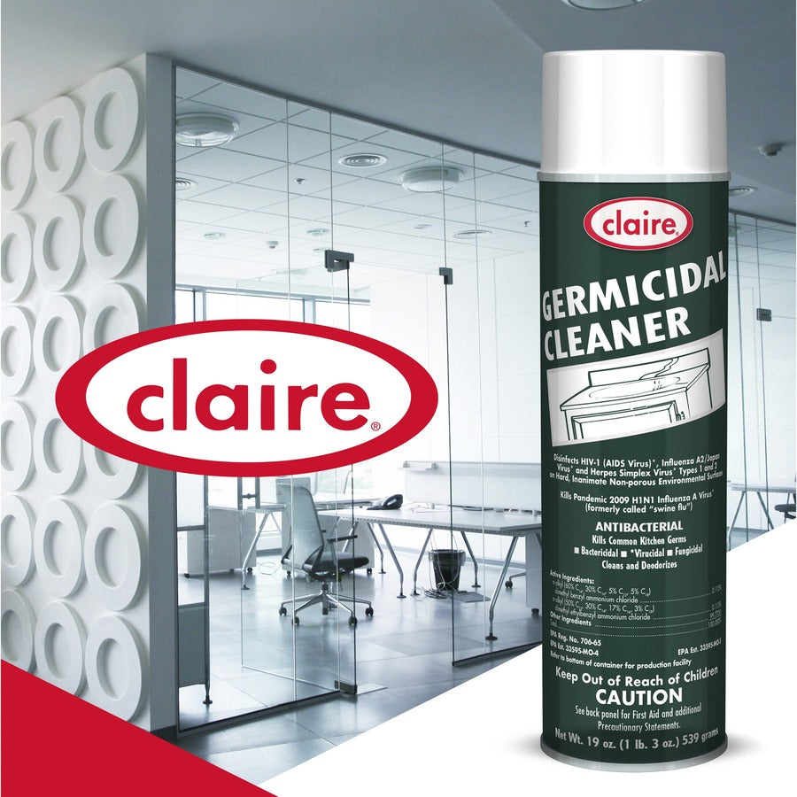 Claire Foaming Germicidal Cleaner - 20 fl oz (0.6 quart) - Floral Scent - 12 / Carton - Disinfectant, Deodorize - White