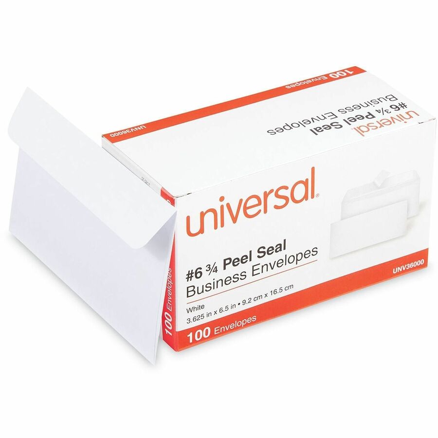 Peel Seal Strip Business Envelope, #6 3/4, Square Flap, Self-Adhesive Closure, 3.63 x 6.5, White, 100/Box