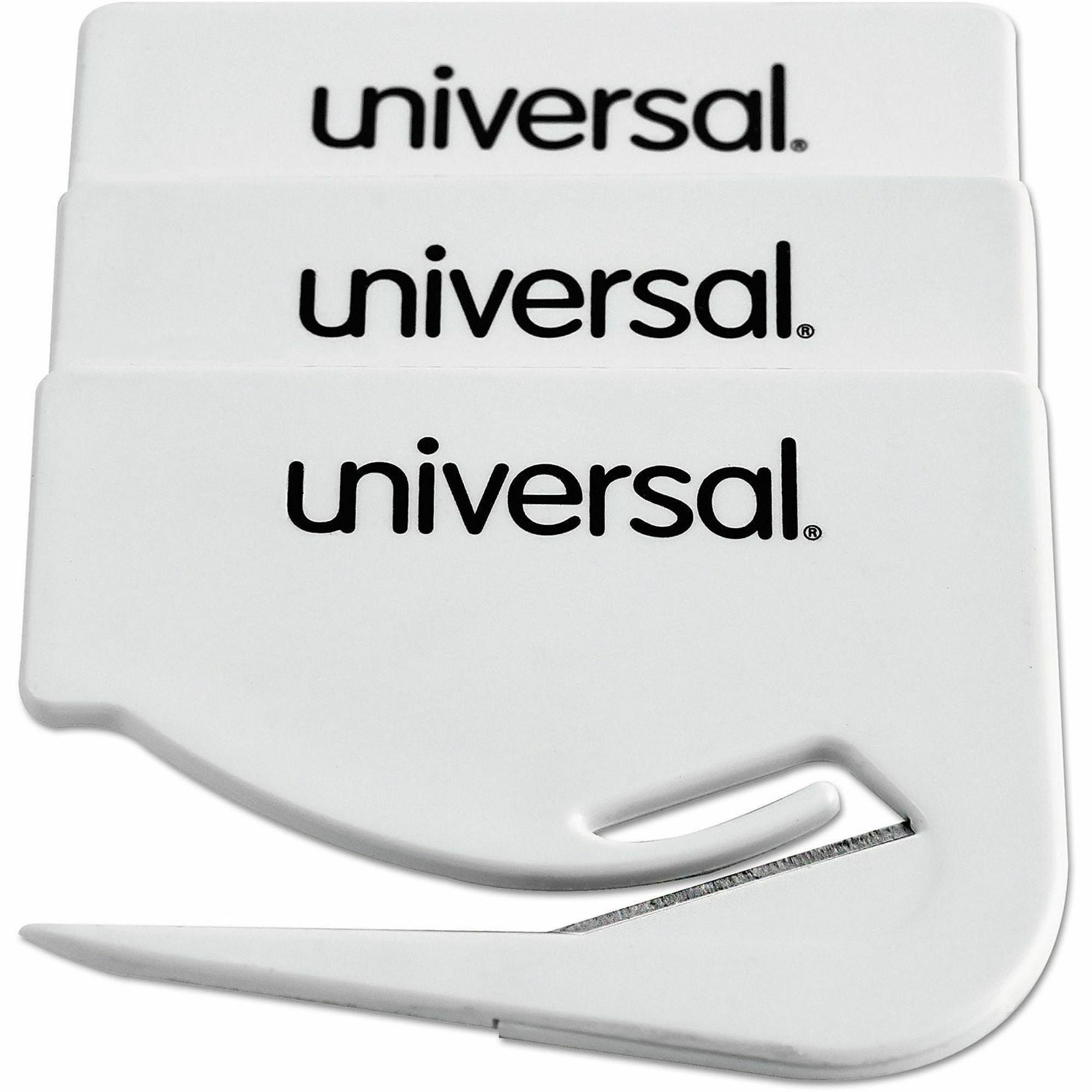 Letter Slitter Hand Letter Opener with Concealed Blade, 2.5", White, 3/Pack