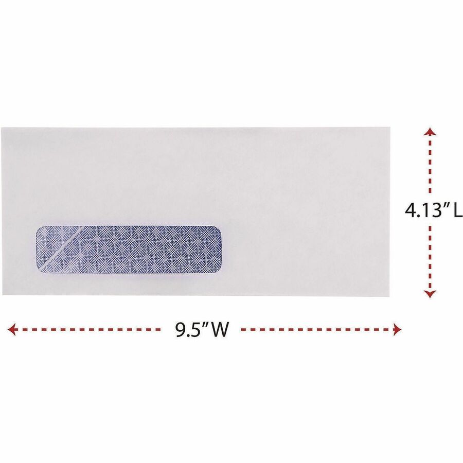 Open-Side Security Tint Business Envelope, 1 Window, #10, Commercial Flap, Gummed Closure, 4.13 x 9.5, White, 500/Box
