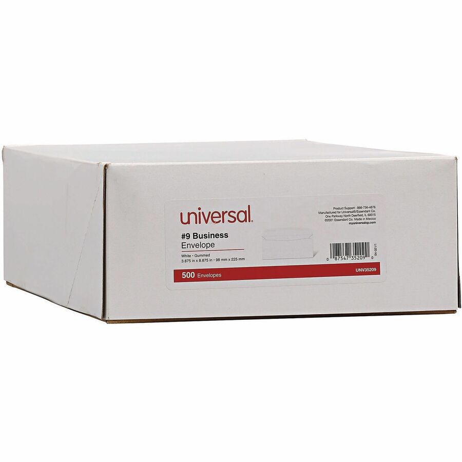 Open-Side Business Envelope, #9, Square Flap, Gummed Closure, 3.88 x 8.88, White, 500/Box