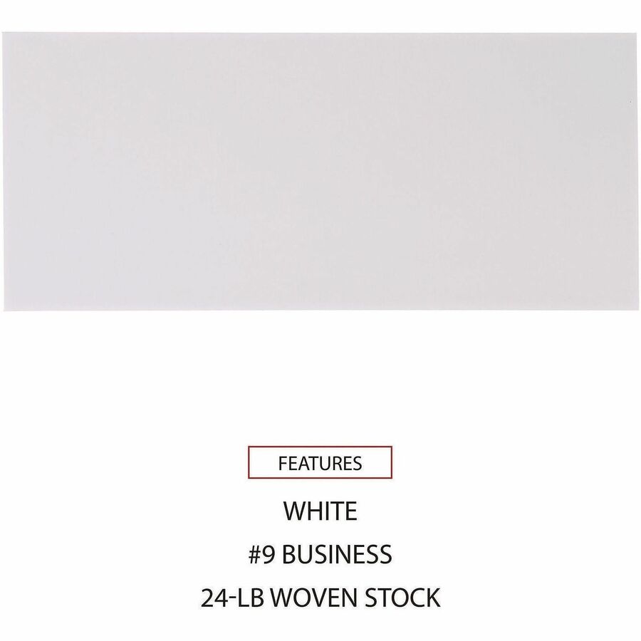 Open-Side Business Envelope, #9, Square Flap, Gummed Closure, 3.88 x 8.88, White, 500/Box