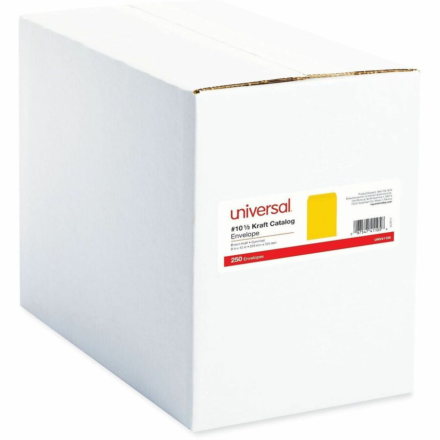 Catalog Envelope, 24 lb Bond Weight Paper, #10 1/2, Square Flap, Gummed Closure, 9 x 12, Brown Kraft, 250/Box