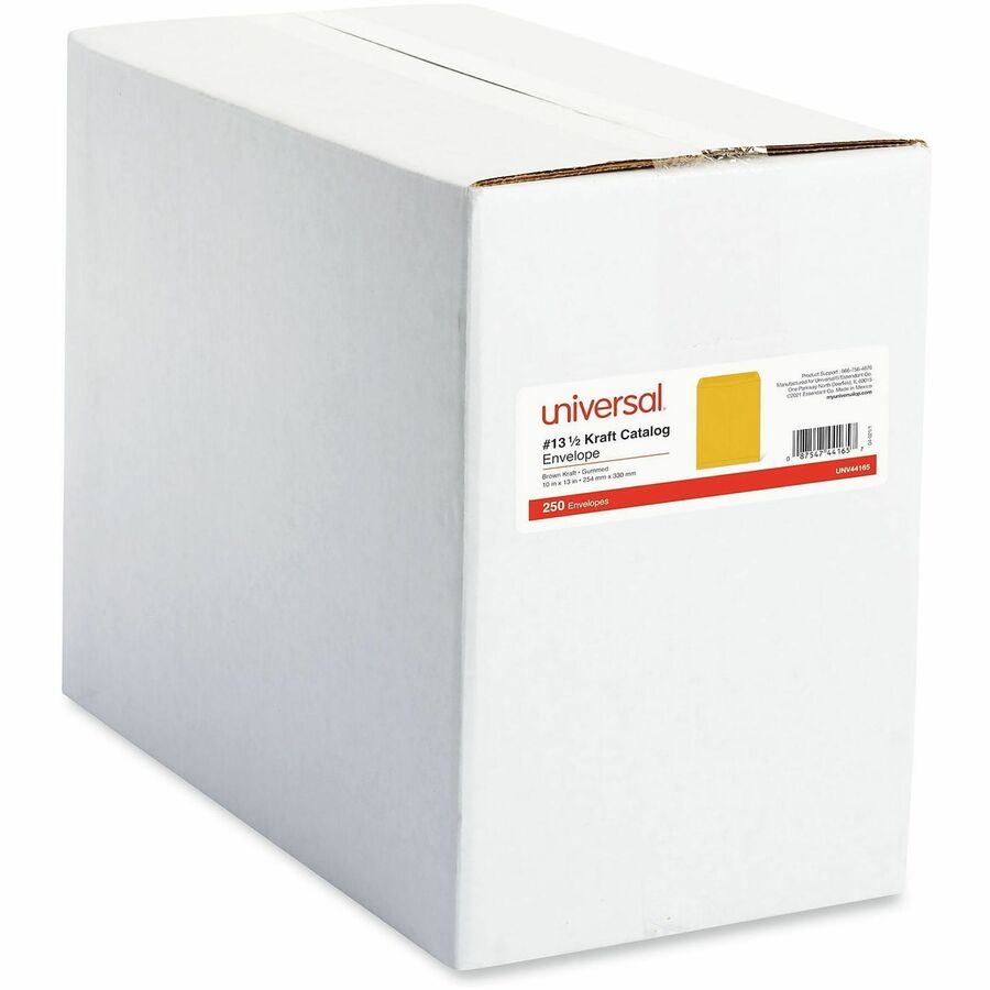 Catalog Envelope, 28 lb Bond Weight Kraft, #13 1/2, Square Flap, Gummed Closure, 10 x 13, Brown Kraft, 250/Box