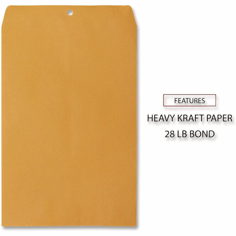 Kraft Clasp Envelope, #98, Square Flap, Clasp/Gummed Closure, 10 x 15, Brown Kraft, 100/Box