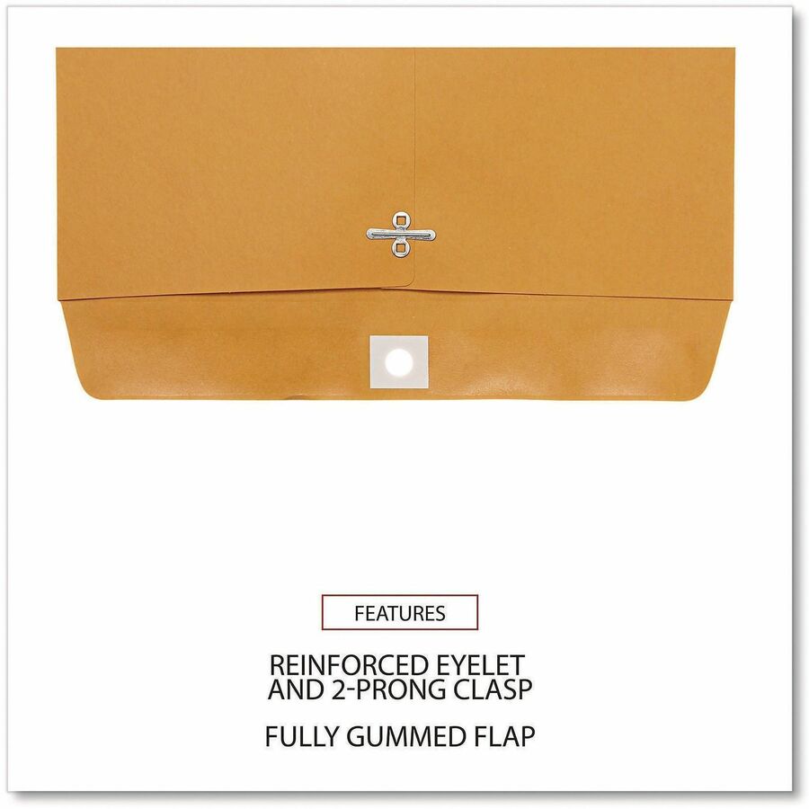Kraft Clasp Envelope, #98, Square Flap, Clasp/Gummed Closure, 10 x 15, Brown Kraft, 100/Box