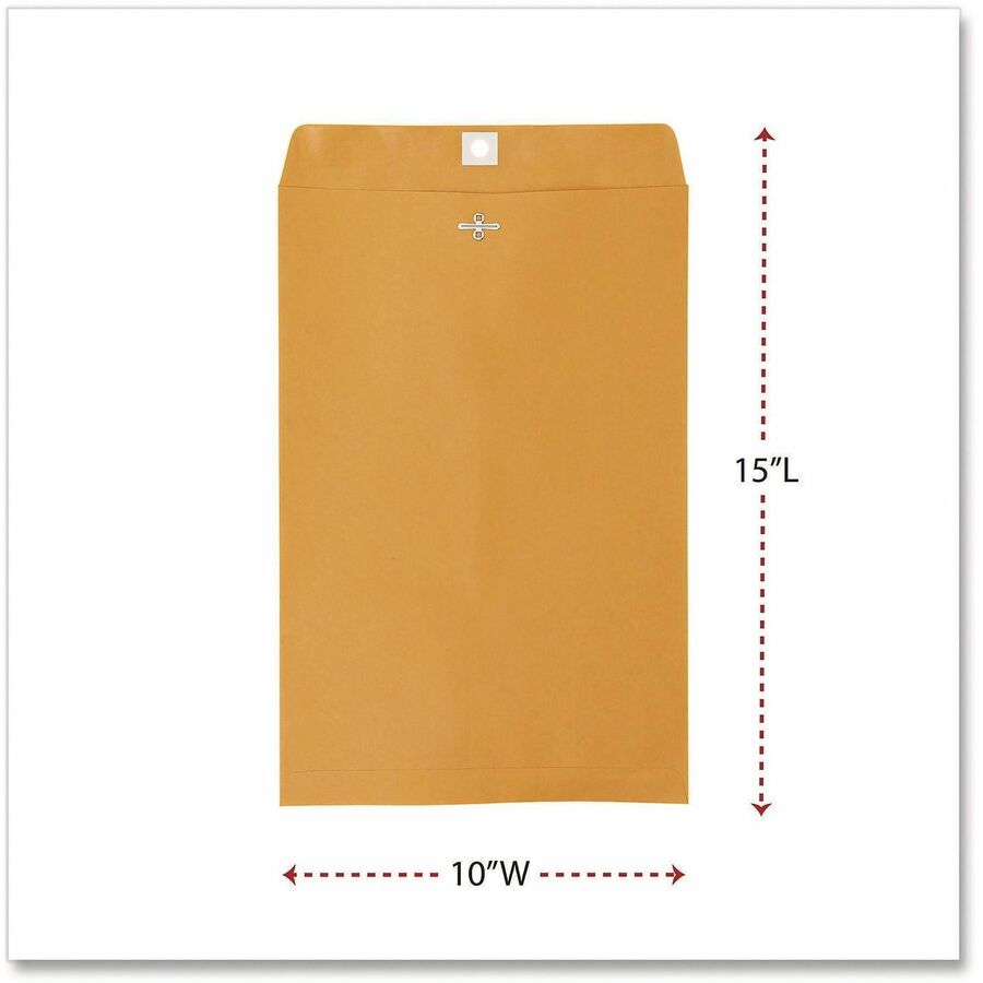 Kraft Clasp Envelope, #98, Square Flap, Clasp/Gummed Closure, 10 x 15, Brown Kraft, 100/Box