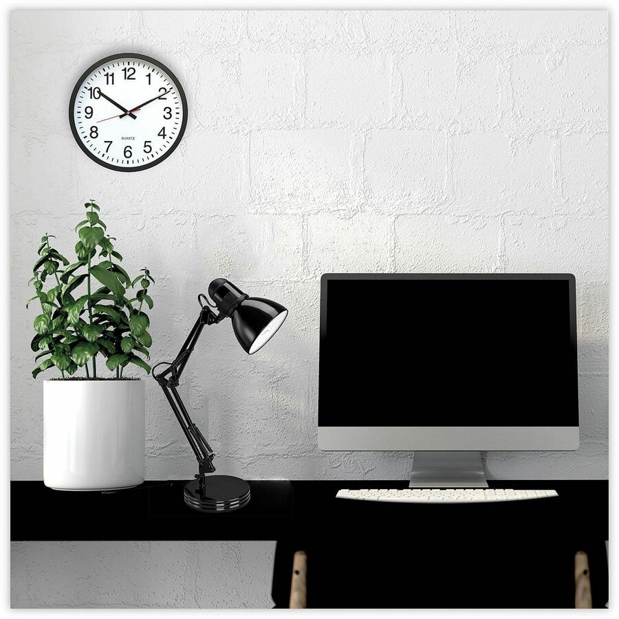 Classic Round Wall Clock, 12.63" Overall Diameter, Black Case, 1 AA (sold separately)