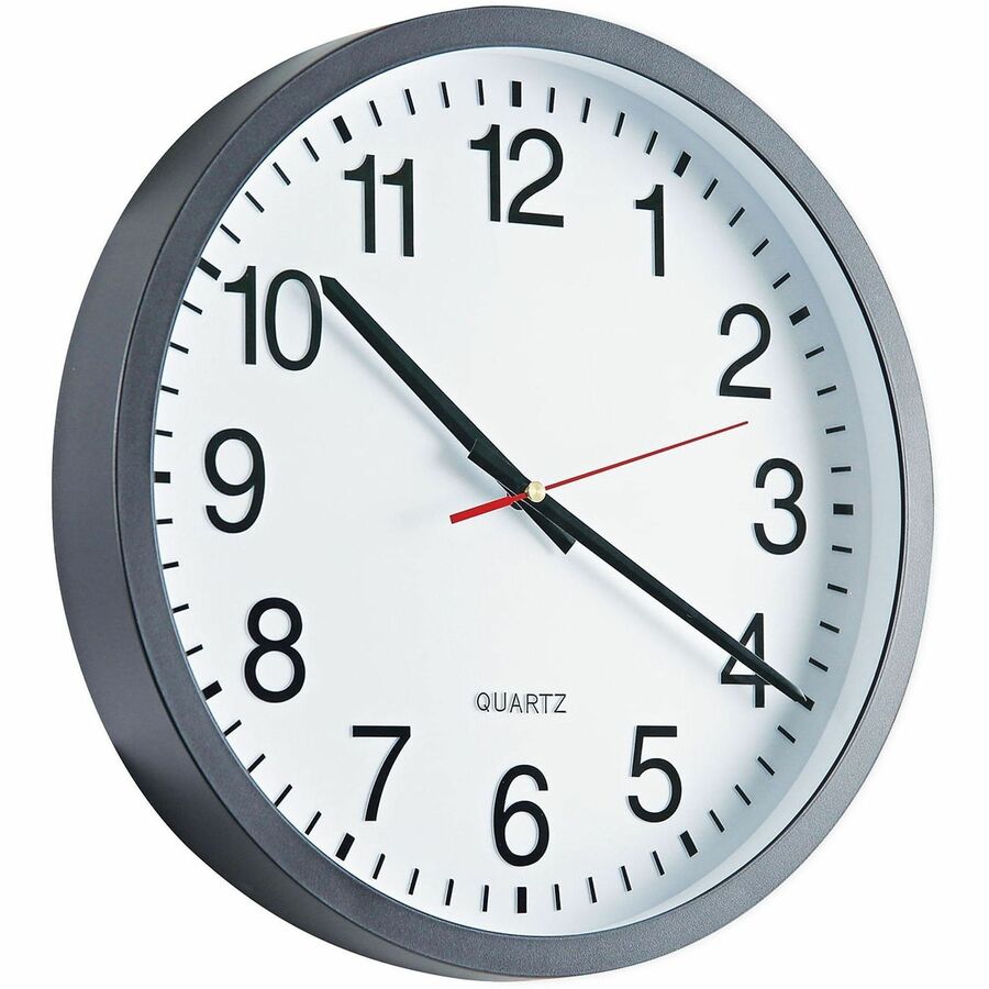 Classic Round Wall Clock, 12.63" Overall Diameter, Black Case, 1 AA (sold separately)