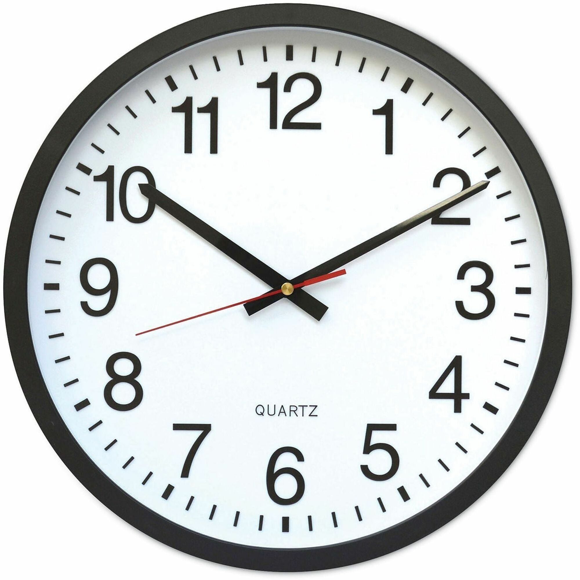 Classic Round Wall Clock, 12.63" Overall Diameter, Black Case, 1 AA (sold separately)