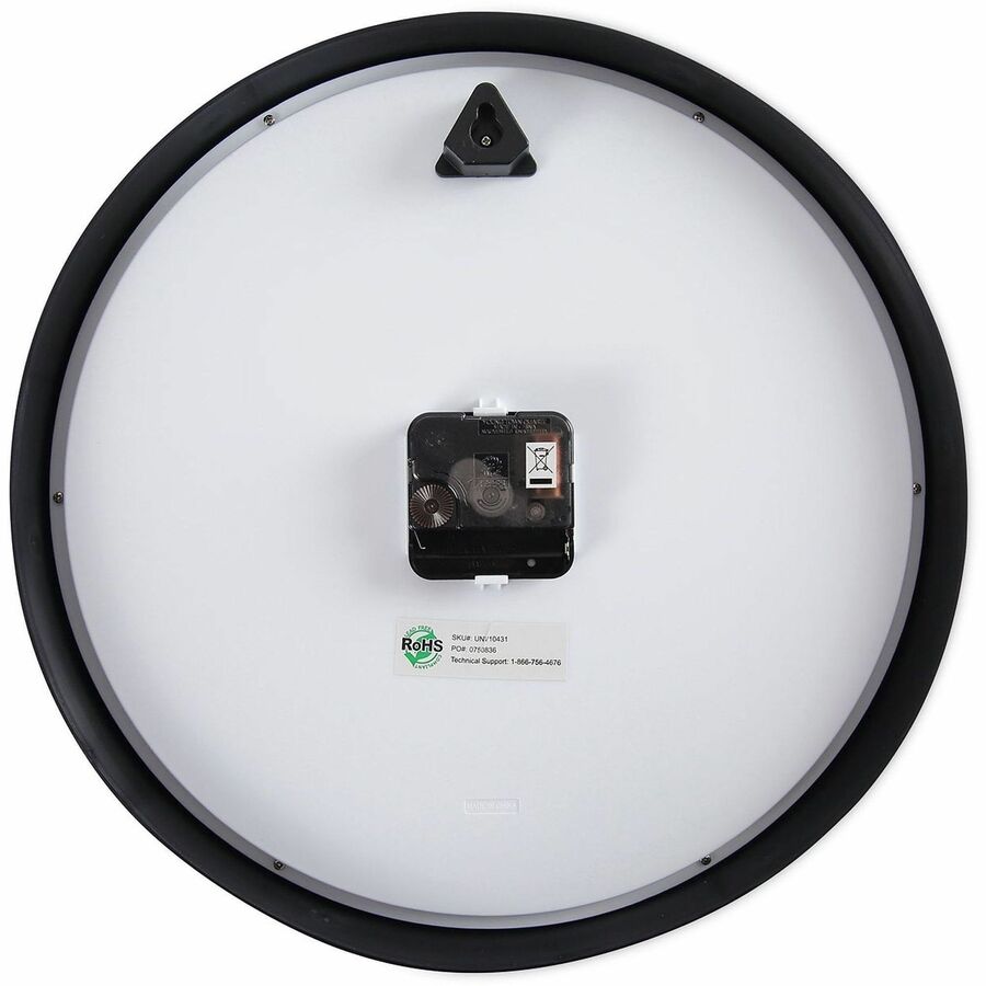Classic Round Wall Clock, 12.63" Overall Diameter, Black Case, 1 AA (sold separately)