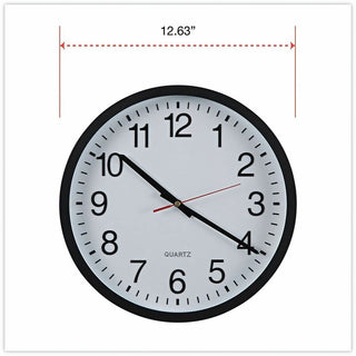 Classic Round Wall Clock, 12.63" Overall Diameter, Black Case, 1 AA (sold separately)