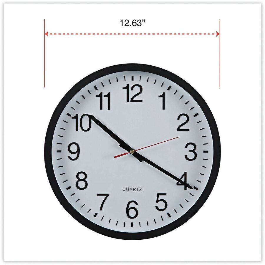 Classic Round Wall Clock, 12.63" Overall Diameter, Black Case, 1 AA (sold separately)