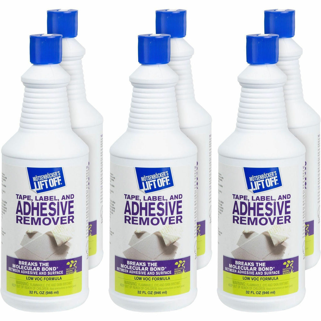 Mtsenbcker's Lift Off Tape/Label Adhesive Remover - 1 quart - For Tape Adhesive, Label Adhesive, Grease, Oil Gum, Tar, Spray Adhesive, Sticker Adhesive, Chewing Gum, Wax, Glue, Residue Remover - White 6 / Carton