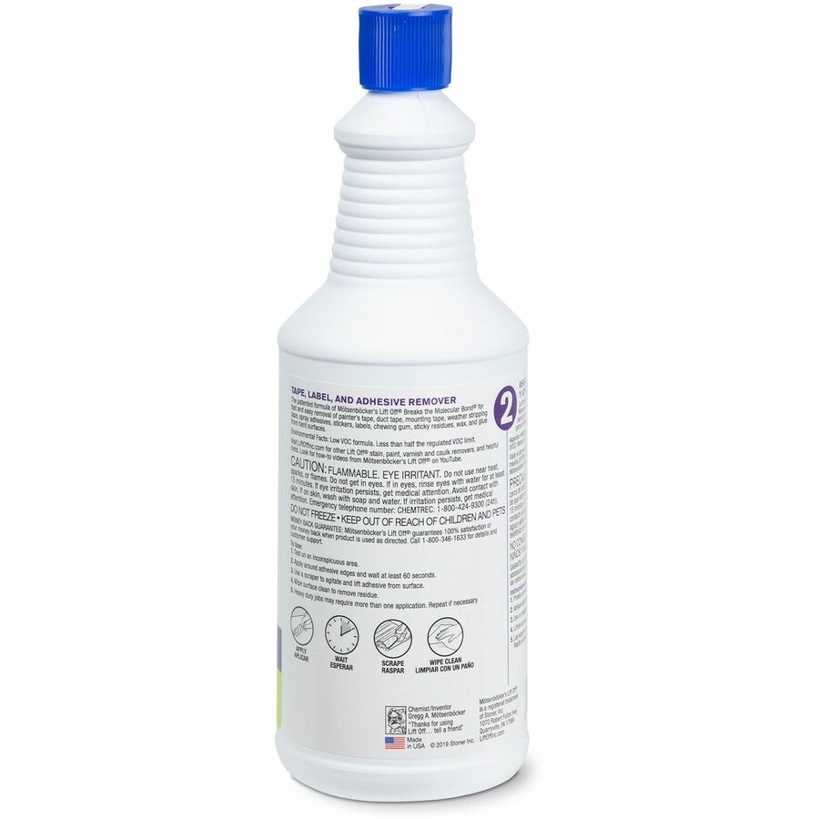 Mtsenbcker's Lift Off Tape/Label Adhesive Remover - 1 quart - For Tape Adhesive, Label Adhesive, Grease, Oil Gum, Tar, Spray Adhesive, Sticker Adhesive, Chewing Gum, Wax, Glue, Residue Remover - White 6 / Carton