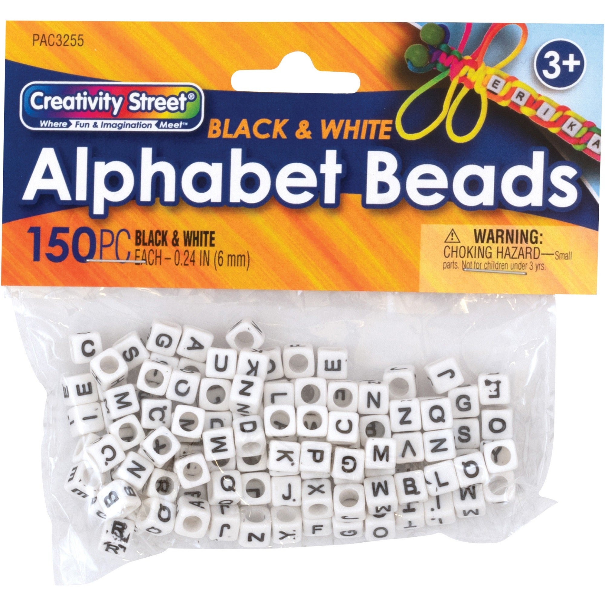 Pacon Alphabet Beads - Skill Learning: Alphabet - White, Black - 1