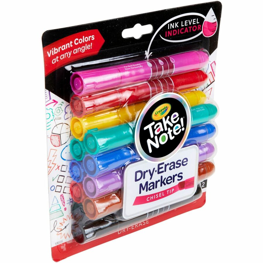 Take Note Dry-Erase Markers, Broad, Chisel Tip, Assorted, 12/Pack
