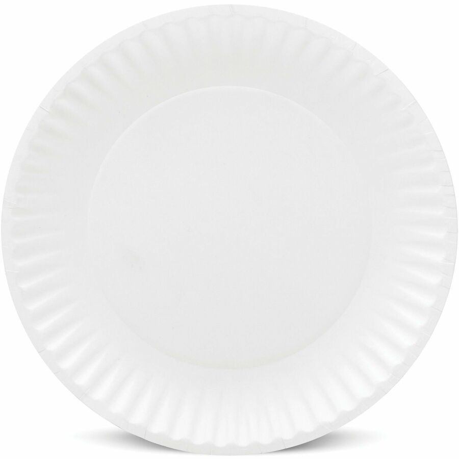 AJM 9" Dinnerware Paper Plates - 100 / Pack - Serving - Disposable - Microwave Safe - White - Paper Body - 10 / Carton - 2