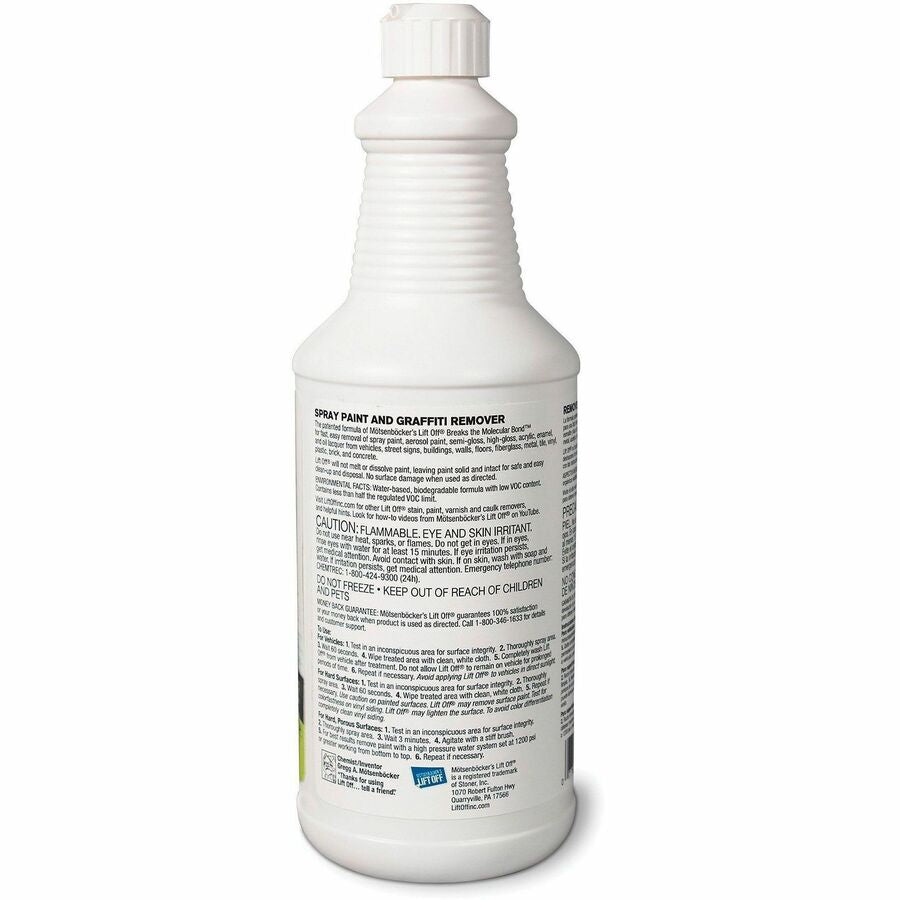 Mtsenbcker's Lift Off Spray Paint/Graffiti Remover - 32 fl oz (1 quart) - 6 / Carton - Environmentally Friendly, Water Based - White