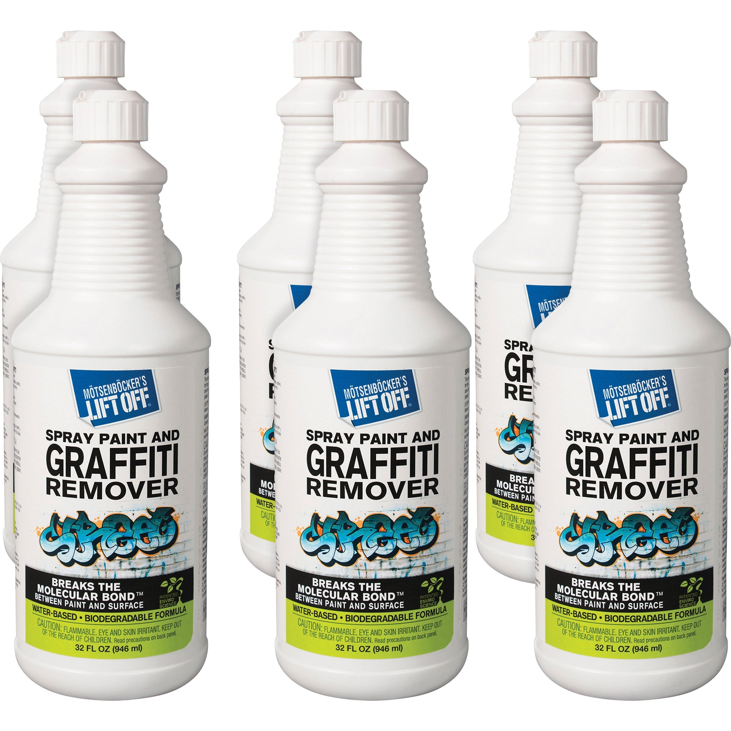 Mtsenbcker's Lift Off Spray Paint/Graffiti Remover - 32 fl oz (1 quart) - 6 / Carton - Environmentally Friendly, Water Based - White