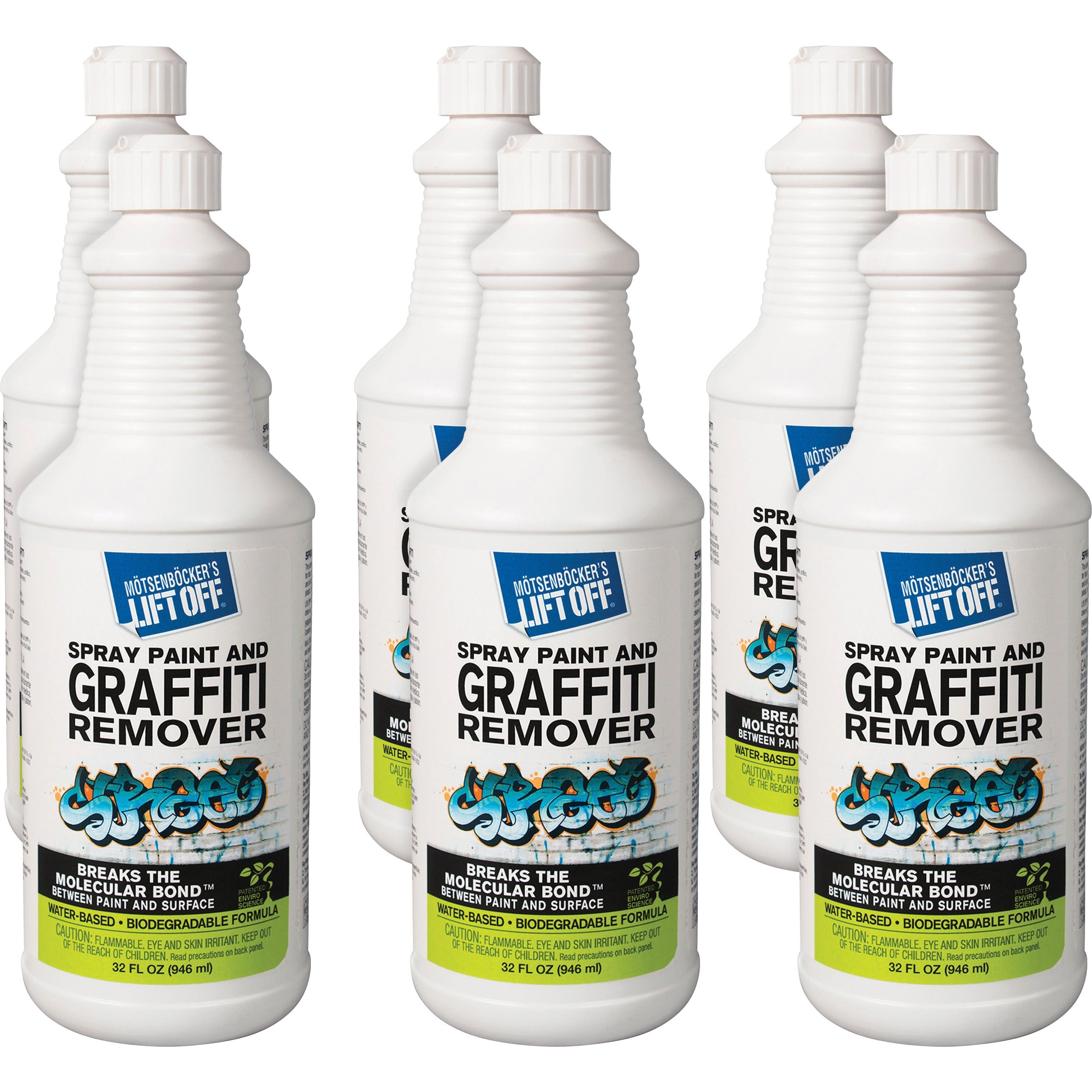 Mtsenbcker's Lift Off Spray Paint/Graffiti Remover - 32 fl oz (1 quart) - 6 / Carton - Environmentally Friendly, Water Based - White