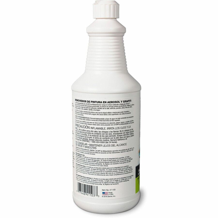 Mtsenbcker's Lift Off Spray Paint/Graffiti Remover - 32 fl oz (1 quart) - 6 / Carton - Environmentally Friendly, Water Based - White