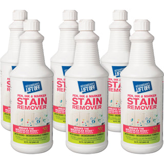 Mtsenbcker's Lift Off Pen/Ink/Marker Stain Remover - 32 fl oz (1 quart) - 6 / Carton - Environmentally Friendly, Water Based, Color Safe - White