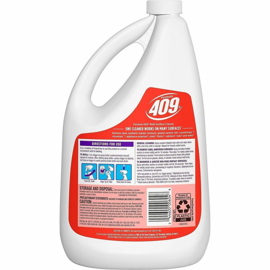 Formula 409 Multi-Surface Cleaner Refill Bottle - 64 fl oz (2 quart) - Original Scent - 6 / Carton - Disinfectant, Antibacterial, Deodorize, Non-porous - White