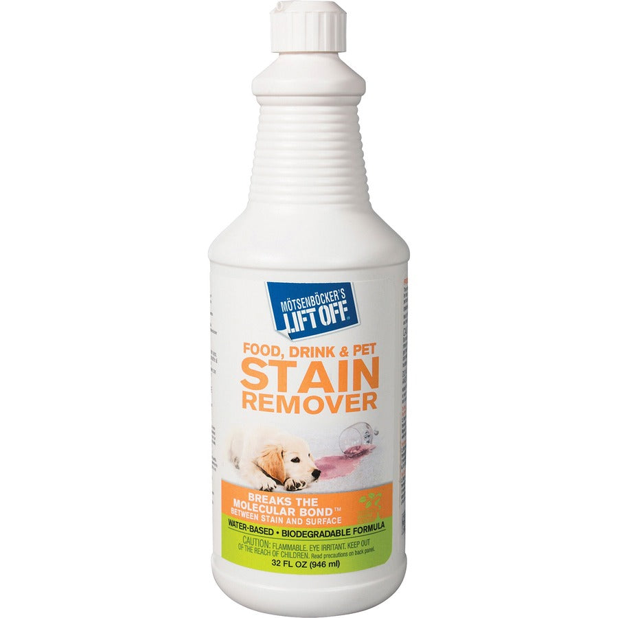 Mtsenbcker's Lift Off Food/Drink/Pet Stain Remover - 32 fl oz (1 quart)Bottle - 6 / Carton - Environmentally Friendly - White