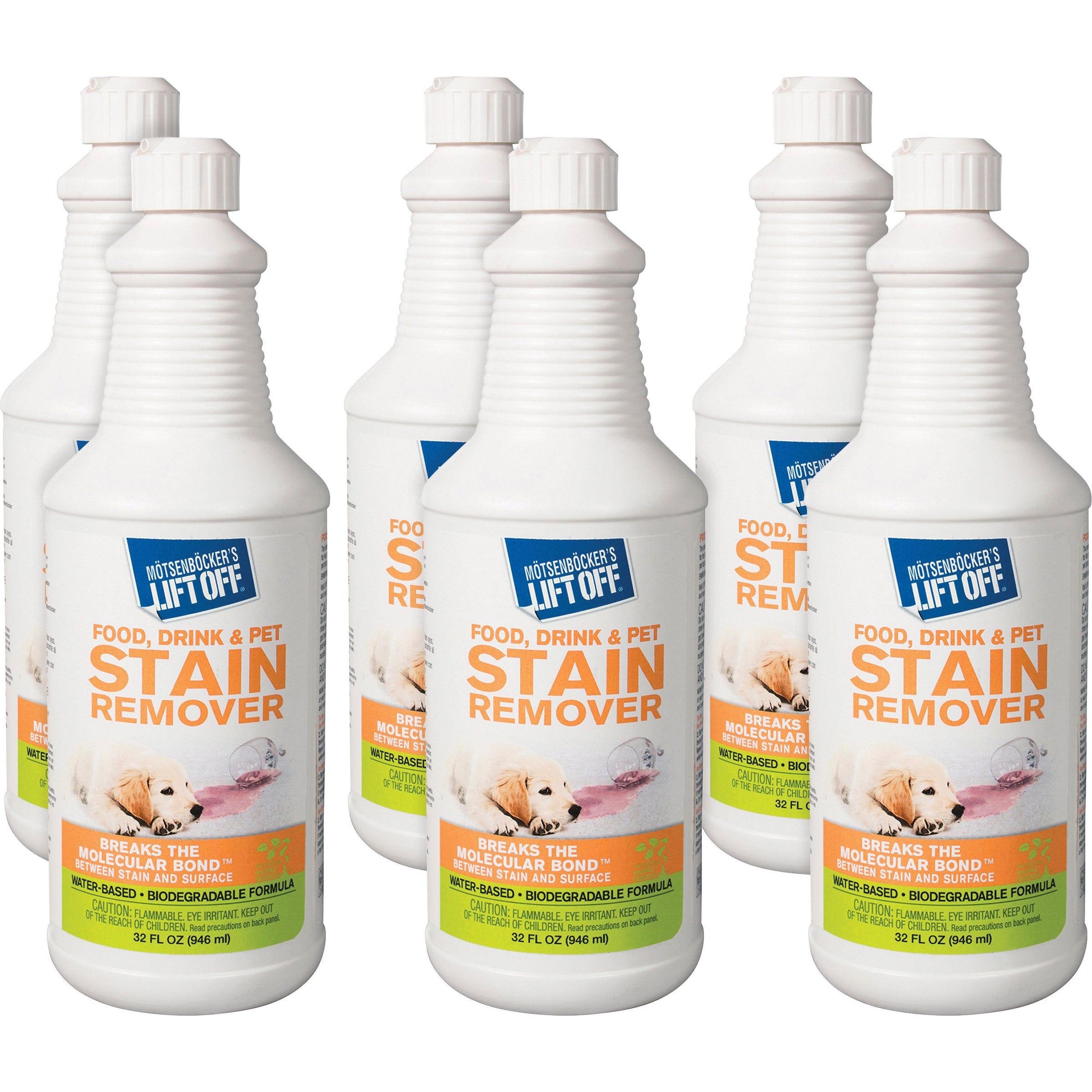 Mtsenbcker's Lift Off Food/Drink/Pet Stain Remover - 32 fl oz (1 quart)Bottle - 6 / Carton - Environmentally Friendly - White