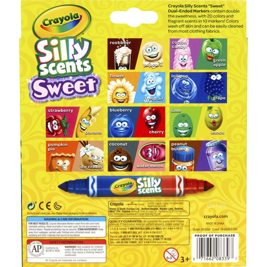 Crayola Silly Scents Sweet Dual-Ended Markers - Assorted - 10 / Set