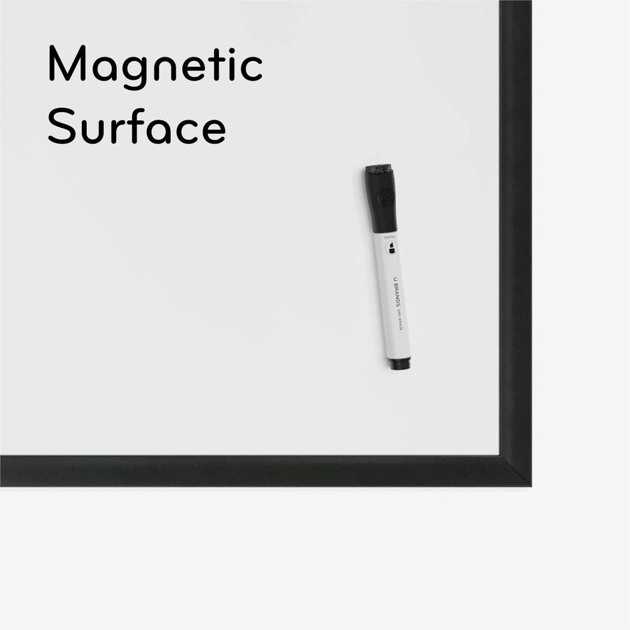 U Brands Magnetic Dry Erase Board, 35 x 35 Inches, Black Wood Frame (2892U00-01) - 35" (3 ft) Width x 35" (3 ft) Height - White Painted Steel Surface - Black Wood Frame - Square - Horizontal/Vertical - 1 Each