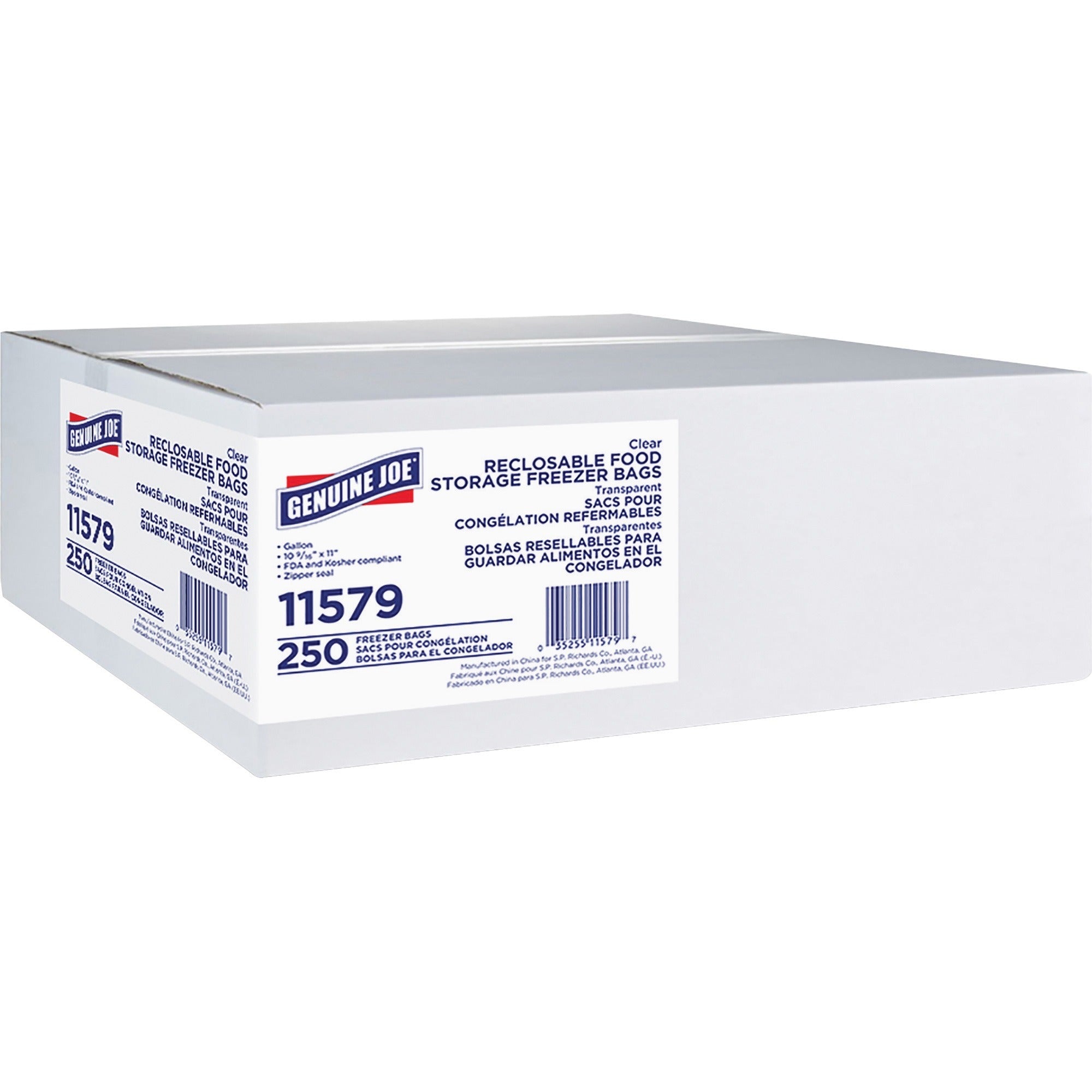 genuine-joe-freezer-storage-bags-1-gal-capacity-270-mil-69-micron-thickness-zipper-closure-clear-6-carton-250-per-box-beef-poultry-vegetables-seafood-food_gjo11579ct - 1