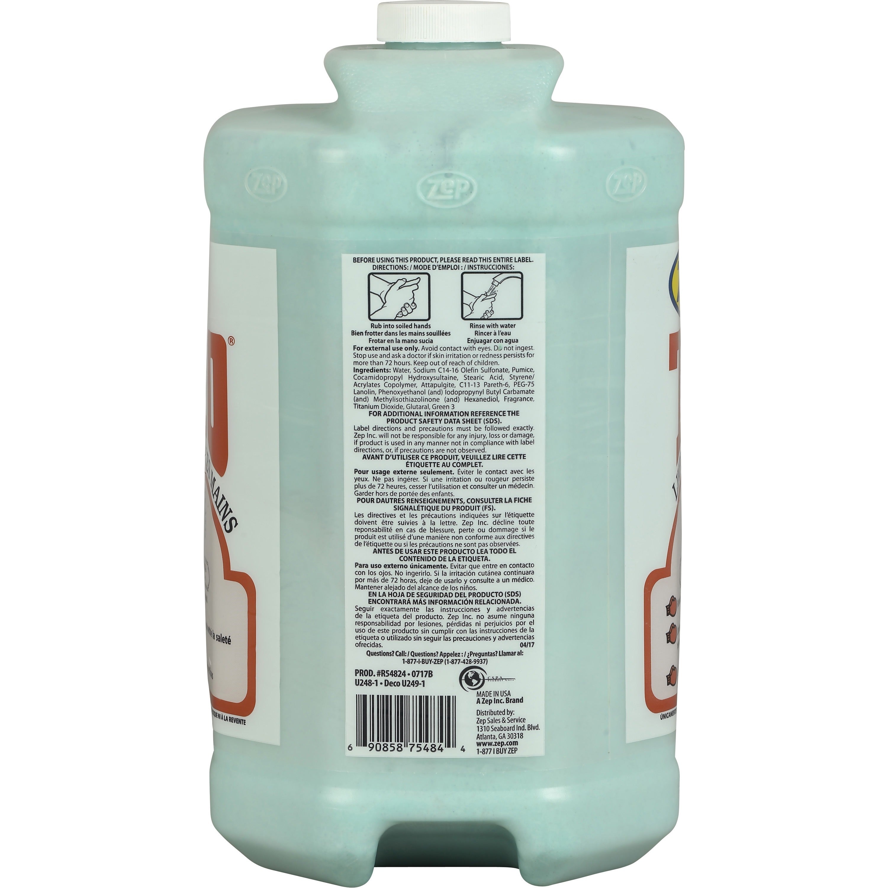 zep-tko-hand-cleaner-lemon-lime-scentfor-1-gal-38-l-dirt-remover-grime-remover-grease-remover-hand-blue-opaque-solvent-free-heavy-duty-non-flammable-4-carton_zper54824ct - 4