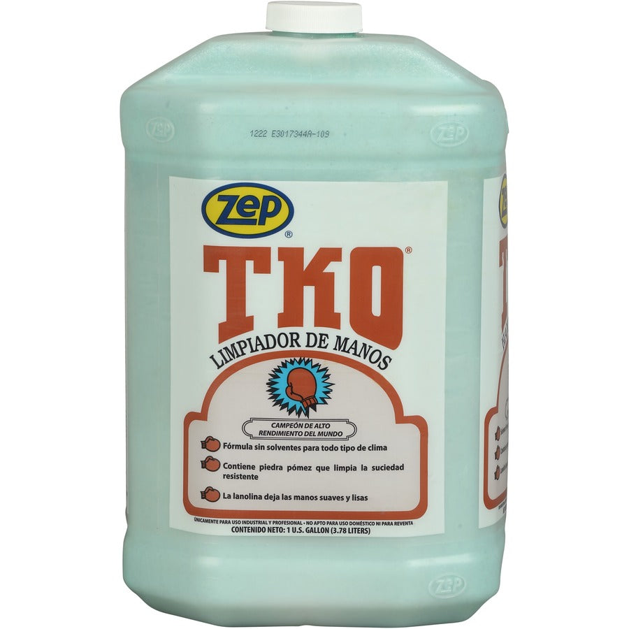 Zep TKO Hand Cleaner - Lemon Lime ScentFor - 1 gal (3.8 L) - Dirt Remover, Grime Remover, Grease Remover - Hand - Blue, Opaque - Solvent-free, Heavy Duty, Non-flammable - 4 / Carton