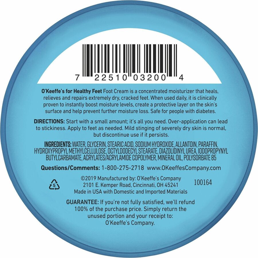O'Keeffe's Healthy Feet Foot Cream - Cream - 3.20 fl oz - For Dry Skin - Cracked/Scaly Skin, Rough Skin - Non-greasy, Moisturising - 1 Each