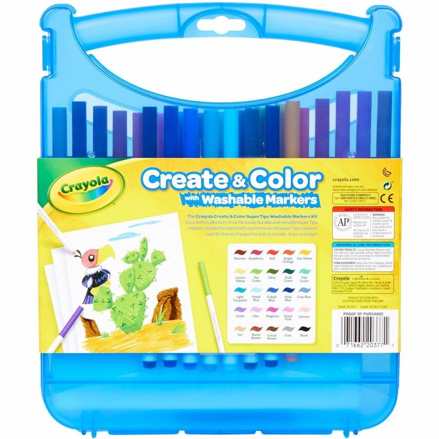 Crayola Super Tips Art Kit - Classroom, Home, Art - Recommended For 4 Year - 65 Piece(s) - 1.25"Height x 9.25"Width x 11.30"Length - 1 / Kit - Assorted