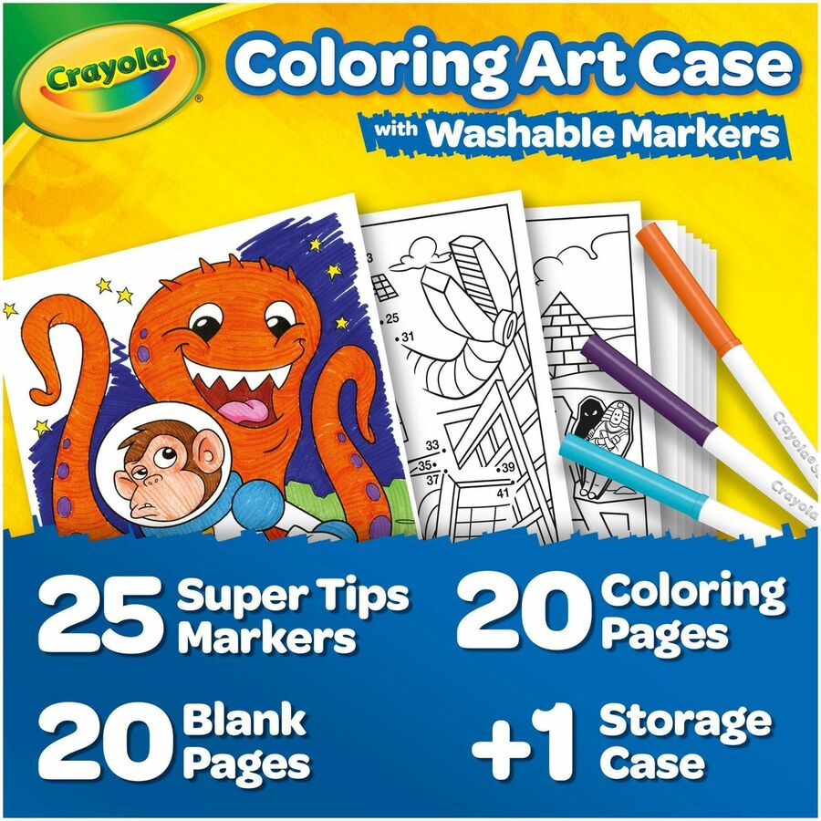 Crayola Super Tips Art Kit - Classroom, Home, Art - Recommended For 4 Year - 65 Piece(s) - 1.25"Height x 9.25"Width x 11.30"Length - 1 / Kit - Assorted