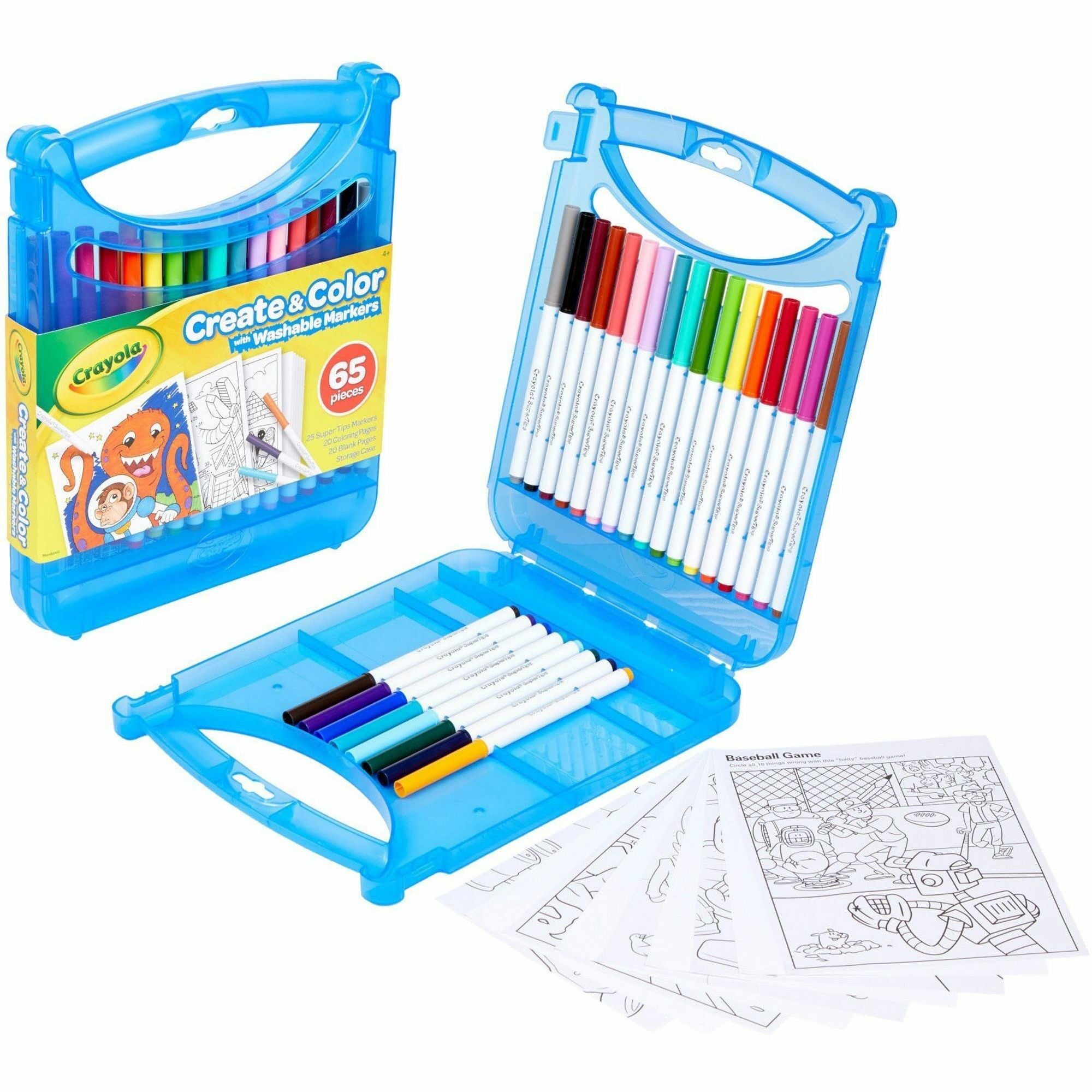 Crayola Super Tips Art Kit - Classroom, Home, Art - Recommended For 4 Year - 65 Piece(s) - 1.25"Height x 9.25"Width x 11.30"Length - 1 / Kit - Assorted