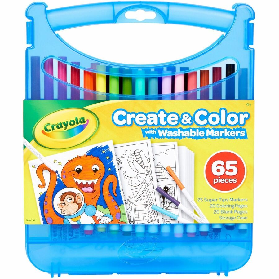 Crayola Super Tips Art Kit - Classroom, Home, Art - Recommended For 4 Year - 65 Piece(s) - 1.25"Height x 9.25"Width x 11.30"Length - 1 / Kit - Assorted
