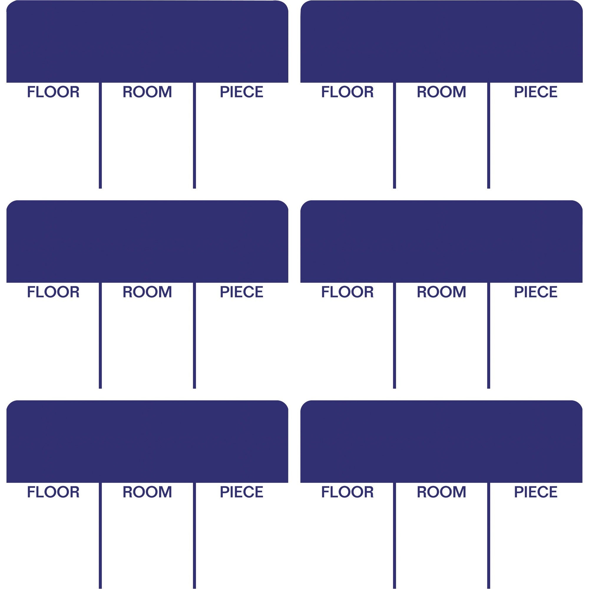 Tabbies Moving Labels - 1/2" Height x 6 3/5" Width x 6 1/2" Length - Removable Adhesive - Blue - 86 / Pack