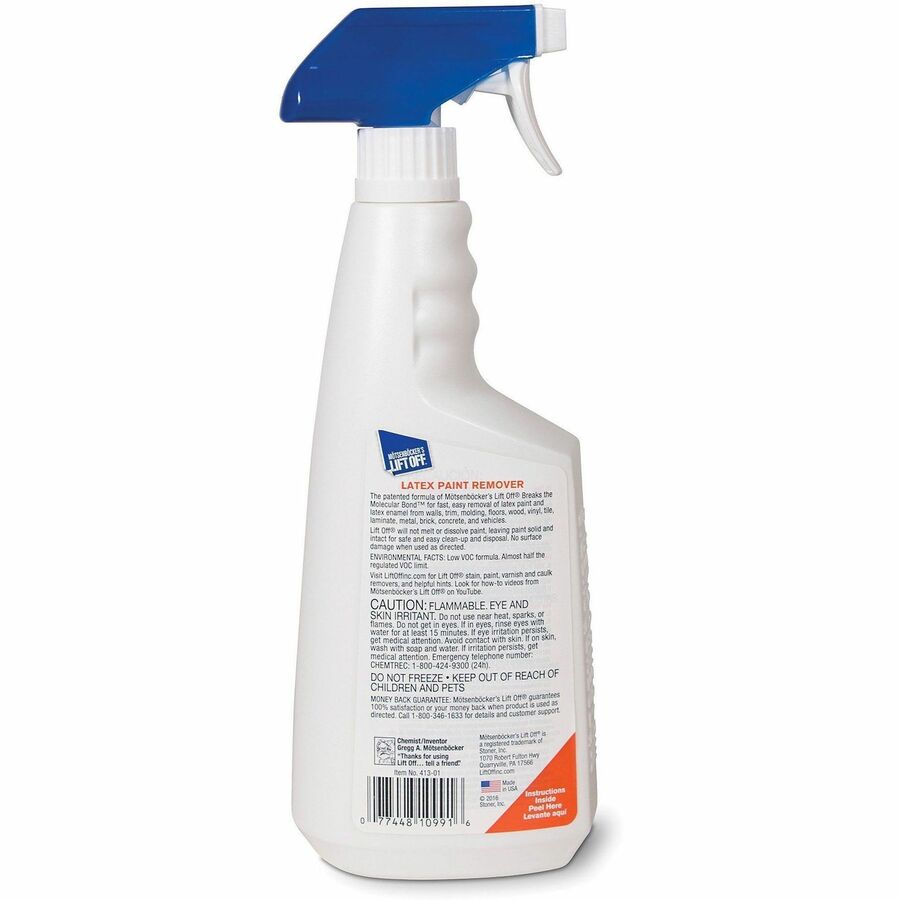 Mtsenbcker's Lift Off Latex Paint Remover - 22 fl oz (0.7 quart) - 6 / Carton - Water Based, Environmentally Friendly, Low VOC - White