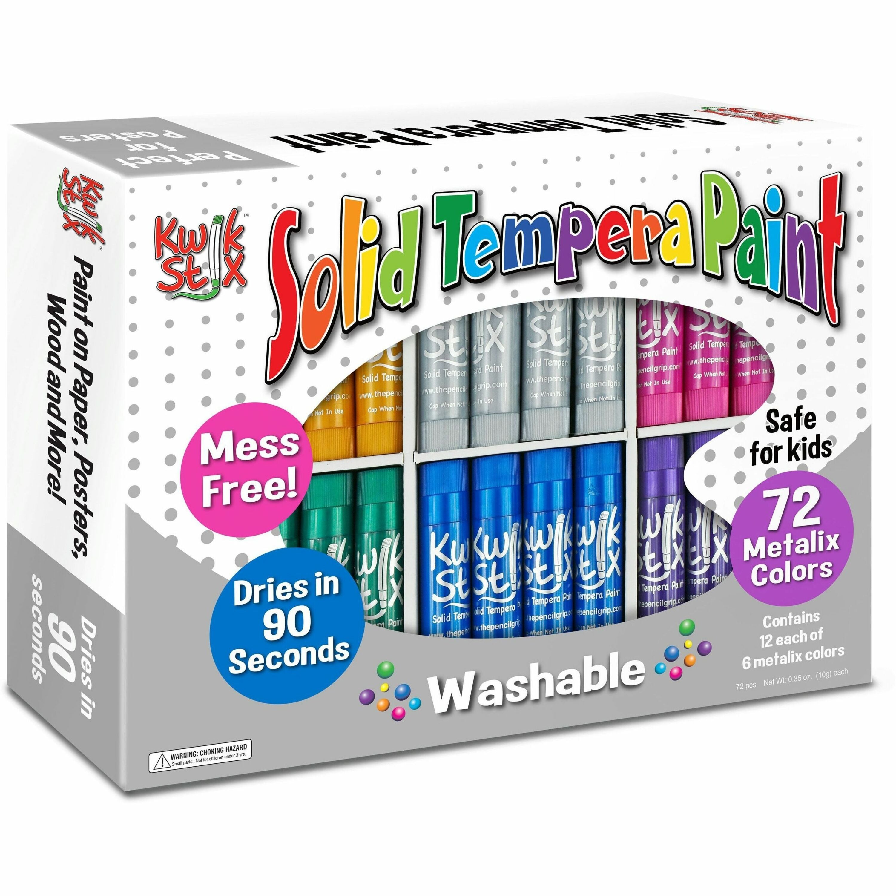 The Pencil Grip Kwik Stix Metalik Solid Tempera Paint - 72 / Box - Assorted Metallic