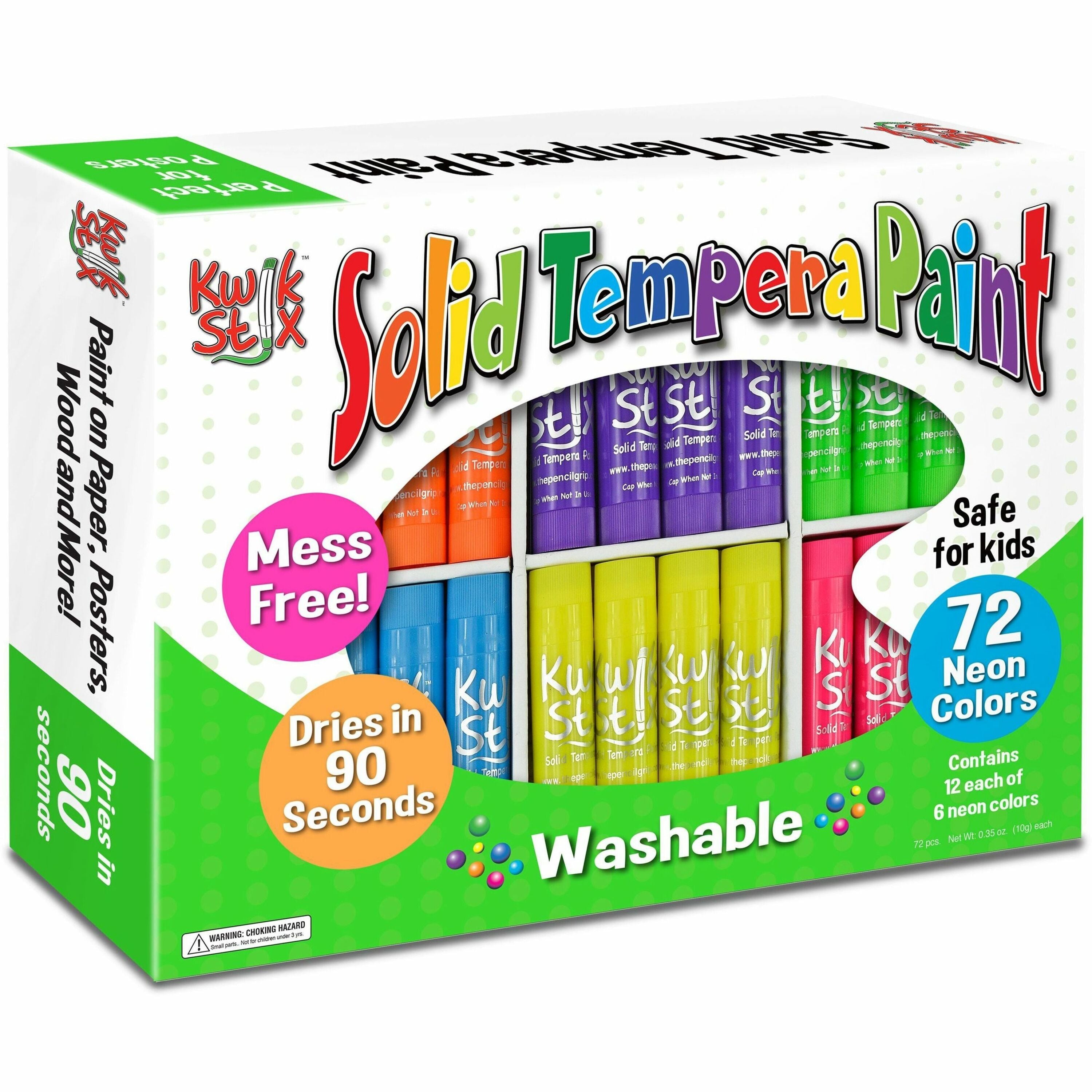 The Pencil Grip Kwik Stix Neon Solid Tempera Paint - 72 / Box - Assorted Neon